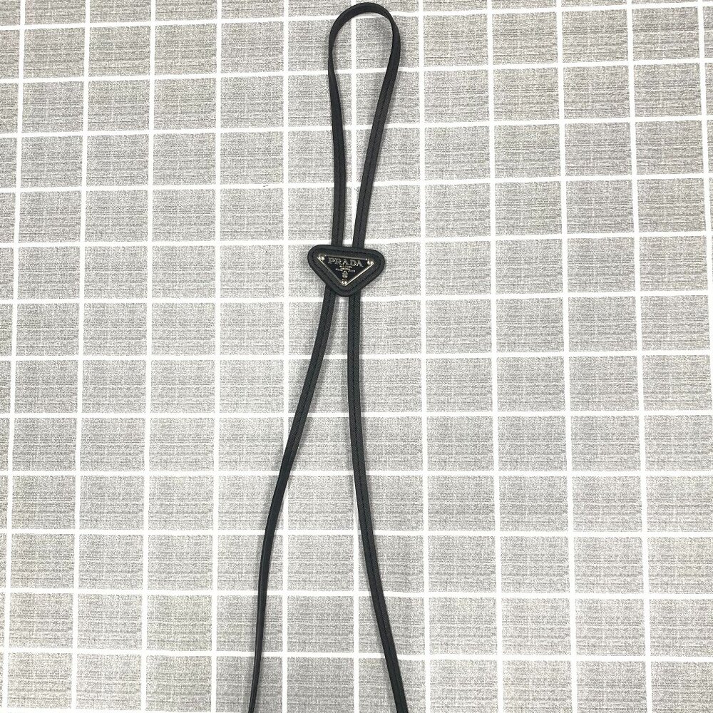 PRADA Black Saffiano Leather Bolo Tie (Unisex) 🖤🎇 - Picture 3 of 6